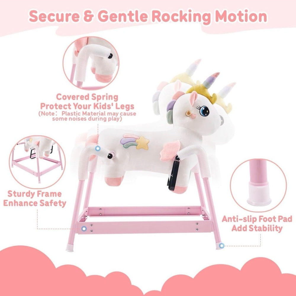 Pink Unicorn Spring Rocking Horse - Picture 4 of 6